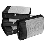 Koffer Organizer Groß Kofferorganizer Kleidertaschen Set Koffer Organizer Set 4 Stück Travel Essentials Reisen Organizer Tasche Packtaschen Kofferorganizer Reise Würfel für Urlaub Reisen Schw