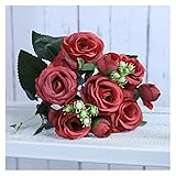 XINTAOSM Kunstblume Hochzeitsdekoration Seide gefälschte Blumen für Wohnkultur weißes Zubehör (Color : Red)