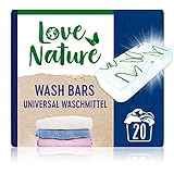 Love Nature Wash Bars Universal Waschmittel (20 Waschladungen), vordosiert und mit nachhaltiger Verpackung, kompakte Waschkraft mit Inhaltsstoffen natürlichen Ursprungs