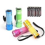 EVERBRITE Mini LED Taschenlampe 4-tlg. Aluminium kleine Taschenlampe mit Lanyard, farbige taschenlampe Kinder mit 12 AAA Batterien VORMONTIERT, Mitgebsel Kindergeburtstag Gastgeschenke Handlampe