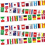 2 Pack Fußball WM 2022 Flaggenkette 10m/14 * 21cm 32 Länder Fahnen Wimpelkette Beidseitig Flaggen Girlande Banner Fussball WM 2022 Dekoration für Bar Party Fanclub
