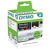 DYMO Original LabelWriter Adressetiketten (Groß) | 36 mm x 89 mm | schwarzer Druck auf weißem Untergrund | 2 Rollen mit je 260 Etiketten (520 Stück) | selbstklebend | für LabelWriter Etikettendrucke