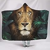wbinshey Poncho-Decke Cooler Löwe Grüner tropischer Dschungel weich gemütlich tragbar Für drinnen oderTee Im Freien Löwe White 130x150cm