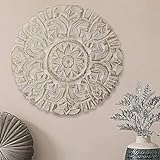 MARRAKESCH Wandbild Wanddeko aus Holz 40cm gross Ornament Abasin Weiss als Orientalische Dekoration