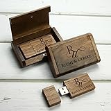 Pixelstudio USB-Stick aus Holz mit Etui! Mit persönlicher Namens- und Initialen Gravur. 16 GB. Box Schatulle Schachtel zb. für Hochzeits Fotografen