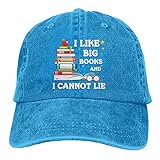 Leumius Baseballkappe mit Aufschrift 'I Like Big Books and I Cannot Lie Hat', Vintage-Stil, Baumwolle, gewaschen, verstellbar, für Herren, blau, One size