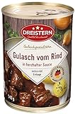 DREISTERN Rindergulasch 540g | leckeres Gulasch in der praktischen recycelbaren Goldlackdose | köstliches Rindfleisch - Qualität die schmeckt