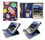 Sweet Tech Odys Sense 7 Plus 3G 7 Inch Tablet Karikatur Astronauten Universal 360 Grad Wallet Schutzhülle Folio mit Kartensteckplätzen (7-8 Zoll