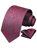 FAIMO Herren Krawatte Rot Elegant Blume Krawatte & Einstecktuch Set Seide Krawatte für Herren Männer Hochzeit Krawatte Taschentuch für Business-Anzug, Feier, Partys mit Geschenkbox