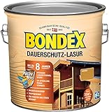 Bondex Dauerschutz Lasur Kiefer 2,5 L für 32 m² | Hoher Wetter- und UV-Schutz bis zu 8 Jahre | Tropfgehemmt | Natürliches Abwittern - kein Abplatzen | Dauerschutzlasur| Holzlasur