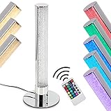 LED Tischlampe Flaut, dimmbare Tischleuchte aus Metall in Chrom, 5 Watt, 400 Lumen, Lichtfarbe 3000 Kelvin (warmweiß), gemütliche Nachttischlampe mit RGB Farbwechsler und Fernbedienung