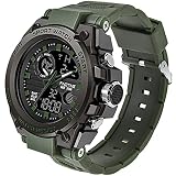 findtime Herren Sport Uhren Militär Outdoor Große Armbanduhr Digital Analog Zwei Zeitzonen LED Kalender Männer Jung