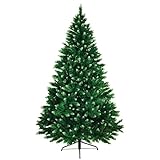 BB Sport Christbaum Weihnachtsbaum 180 cm Mittelgrün-Puderzucker PVC Tannenbaum Künstlich Standfuß Klappsystem