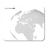 Mauspads Internationale schwarze Karte Zusammenfassung Gepunkteter Globus Zentralheizung Blick auf Europa und Afrika Weltweit weltweit Mauspad für Notebooks, Desktop-Computer Büromaterial