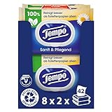 Tempo Feuchte Toilettentücher 'Sanft & Pflegend' - Megapack - 16 Packungen mit je 42 Tüchern - Duo Packs - mit natürlicher Kamille - feuchtes Toilettenpapier, dermatologisch getestet & pH-hautneutral