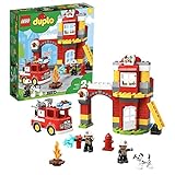 LEGO 10903 DUPLO Feuerwehrwache mit Feuerwehrauto und Feuerwehrmann-Figuren, Motorikspielzeug, Feuerwehr Spielzeug für Kleinkinder, Licht & Geräusche