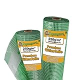 10m Reißfeste Gewächshaus-Folie 2m breit GP 3,45€/m² Gitterfolie mit Nagelrand von Aquagart I UV-Stabile Folie für Tomatenhaus Frühbeetfolie I Gewebefolie Gartenfolie Grün 250g
