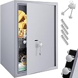 KESSER® Tresor Möbeltresor mit Doppelbartschloss, Safe Geldschrank Boden-Wandtresor Wandsafe 50x35x31cm ink. 2 x Schlüssel & Befestigungsschrauben, Silb