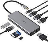 Dockingstation, USB C Dual HDMI Adapter, MOKiN 9 in 1 Triple Display USB C Adapter mit 2 HDMI 4K, DisplayPort, 3 USB, 100W PD, SD/TF Kartenleser für MacBook Pro 2020/2019/2018, MacBook Air 2020/2019