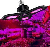 HTDHS Wachsen-Lampe, LED-Anlagen-Licht-Pflanzenlampe, LED-Pflanzenlampe Vollspektrum E27, Sonnenlichtlampe wasserdichte Wärmeableitung, für Innenpflanzen Gartenarbeit Bonsai, Rotblau, 144 LEDs