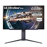 LG Electronics 27GR95QE-B UltraGear Gaming Monitor 27' (67,32 cm), OLED, 2.560 x 1.440, 16:9, WQHD 1440p, 98,5% DCI-P3, HDR10, 0,03 ms GtG, 200 cd/m², 240 Hz - Schwarz