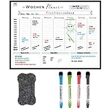MRLY Home - Magnetischer Wochenplaner - Whiteboard für den Kühlschrank - abwischbare Magnet-Tafel für Organisation, Menüplanung und Einkaufsliste - inkl. 4 Marker & R