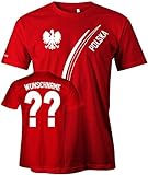 Jayess Polska Fan T-Shirt 103 - Wunsch - Personalisierbar mit Wunschname und Wunschnummer - Herren Rot Gr. S