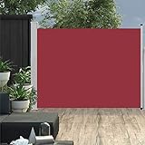 BaraSh Ausziehbare Seitenmarkise 140×500 cm Rot für Balkon, Garten und Terrasse, Sichtschutz, Windschutz, Wasserdicht, Sonnenschutz