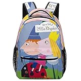 Kinder Schulranzen Rucksäcke für Jungen Mädchen Büchertasche mit Seitentasche Vorschule Cartoon Bedruckter Rucksack, Ben&Holly, Einheitsgröße