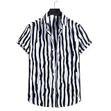 Hawaii Hemd Herren Sommer Trend Mode Loose-Fit Farbe Gestreift Herren Shirt Modern Urban Strickjacke Herren Kurzarm Täglich Casual All-Match T-Shirt YC01 XL