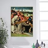 Reproduktion berühmter Gemälde. Hieronymus Bosch'Christus trägt das Kreuz'Leinwandbild, Wanddekoration, 60 x 81 cm, ungerahmt