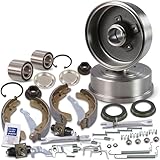 BESTPRICE Bremsensatz Hinterachse inkl. 2x Bremstrommel 4x Bremsbacken 1x Montagesatz 2x Radbremszylinder (Aluminium) 2x Radlager 2x ABS-Ring Kompatibel mit OPEL CORSA C (X01)