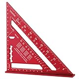 7-Zoll-Dreieckiges Lineal, Dreieckslineal, Hohe Präzision Aluminium-Legierung, Dreieckslineal, Layout-Messwerkzeug für Ingenieure, Schreiner (Metrisch, Rotes)