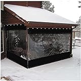 XBSXP Außenvorhang, Gazebos Balkonvorhänge Garten Windschutz PVC 0,5mm Transparent Wasserdicht Mit Öse für Outdoor, Garten, Garage, Balkon, Pergola (Color : Black, Size : 7x3m)