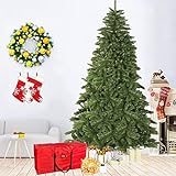 OSTWOLKE Weihnachtsbaum künstlich 210cm Tannenbaum mit 20M Lichterkette und 1300 Spitzen, Metallständer und Aufbewahrungstasche