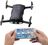 DGHJK WiFi-Klappdrohne und HD-Kamera WiFi-Telefonsteuerung Quadcopter-Höhenretention, 3D-Tumbling-Mini-UVA-Spielzeug für Kinder und Anfänger Schwarz
