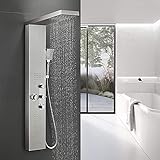 BONADE Duschpaneel Thermostat Duscharmatur aus Edelstahl 304 Funktional Duschsystem Luxus Duschgarnitur mit Regendusche, Wasserfalldusche, Massagendüsen, Handbrause und Wannenauslauf für Badezimmer