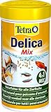 Tetra Delica Mix Naturfutter - Mischung mit 4 verschiedenen Futtertiere (Wasserflöhe, Artemia, Krill, Gammarus), natürliche Snacks für Zierfische, 250 ml D