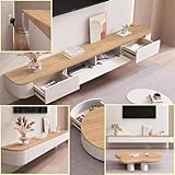XDXINY TV-Ständer aus Massivholz, hängender TV-Ständer für Wohnzimmer, Zuhause, hängender Couchtisch, TV-Ständer 140, 160, 180, 200, 220, 240 cm, mehrere Größen (Weiß-Braun, 160 x 20 x 24 cm)