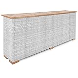 Garland Poly Rattan XXL Beistelltisch Havanna Auflagenbox Lounge 214x44,5x75 cm Teak Holz Gartenmöbel Staufach - Weiß Grau