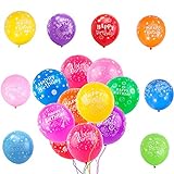 50 Stück Luftballons Bunt mit Happy Birthday Überschrift für kinderGeburtstag Deko,12 Zoll Natur latex Helium Ballons Mix Farben für Baby kinder Junge Jungs mädchen Jungen Geburtstag Party Dekoration