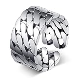 MOOKO Ring für Damen 925 Sterling Silber Mode Retro Alten Backstein Quadrat Öffnung Ring Ring Armband