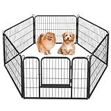 Yaheetech Welpenlaufstall Welpengitter 6 Gitter je 80x 60 cm Welpenauslauf Freigehege für Hund Hundelaufstall Innen/Außenbereich