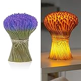 LED Kerze aus Echtwachs mit Flackereffekt und Timer - 3D Blumenstrauß als Echtwachskerze - Dekoration für Frühling und Sommer (Lavendel)
