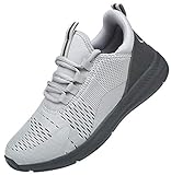 DAFENP Turnschuhe Sportschuhe Atmungsaktiv Leichte Laufschuhe Mesh Fitness Sneaker für Herren Damen XZ472-LightGrey-EU39