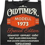 Schürze - Oldtimer 1973 Modell Special Edition Original - 85x69 - Denim Schwarz - fuffzich geburtstag happy birthday 50 50er jahre zum 50. 50iger 50zigster 50-geburtstag ideen 50igsten (50) - PR154
