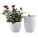 T4U 18cm Selbstwässernder Blumentopf mit Wasseranzeiger Weiß Blumentopf Set 4er-Set, Selbstbewässerung Wasserspeicher Pflanzgefäß Übertopf für Innen- und Außenbereich