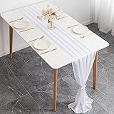 CHUQING Tischläufer Weiß Chiffon Tischläufer Hochzeit Kommunion Modern Abwaschbar 3m