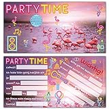 12er Set FLAMINGO Einladungskarten - edle Premium Einladungen zum Kinder-Geburtstag oder Party für Mädchen Jungen & Erwachsene von BREITENWERK