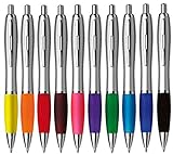 StillRich Industries ergonomischer metallic Kugelschreiber 10 oder 50 Stück | hochwertiger Kulli | blauschreibende Premium Kugelschreiberminen für weiches schreiben